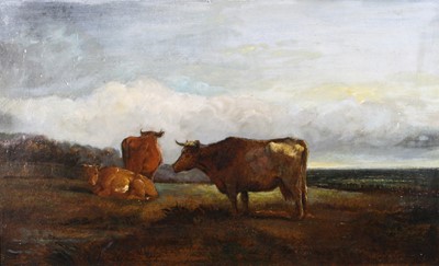 Lot 1030 - 19th century English school - Cattle in a ...