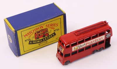 Lot 806 - Matchbox Lesney No. 56 Trolleybus, red body...