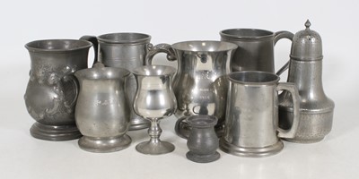Lot 58 - A collection of pewter, to include a baluster...