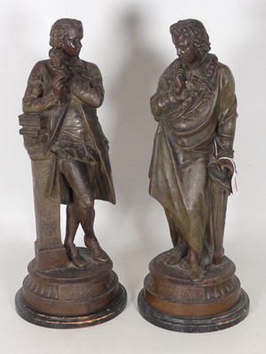 Lot 71 - A pair of spelter figures of Mozart and...