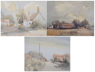 Lot 1051 - Arnold de Soet - Suffolk village scene,...