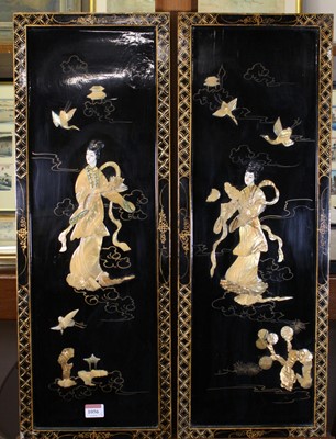 Lot 1056 - Pair of modern Japanese shibayama panels, each...