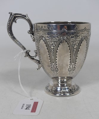 Lot 194 - A Victorian silver christening mug, the body...