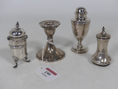 Lot 199 - A Victorian silver pedestal pepperette,...