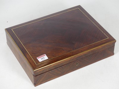 Lot 101 - A Victorian rosewood and brass inlaid table...