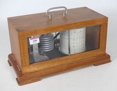 Lot 106 - A mid-20th century walnut cased barograph, w.34cm