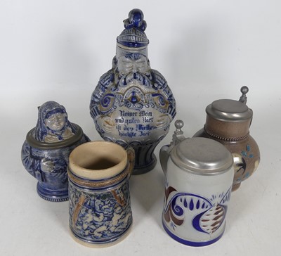 Lot 112a - A Westerwald stoneware jug in the form of a...