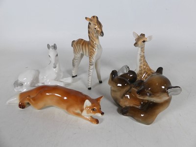 Lot 142 - A Lomonosov pottery figure of a giraffe,...