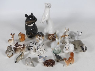 Lot 145 - A Lomonosov pottery figure of a white stoat,...