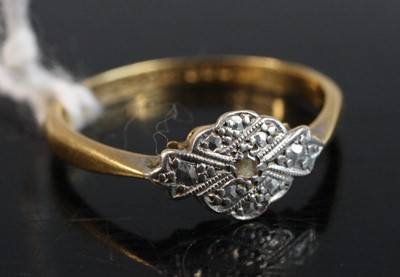 Lot 250 - An Art Deco 18ct gold and platinum diamond...