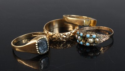 Lot 260 - A late Victorian 9ct gold turquoise and seed...