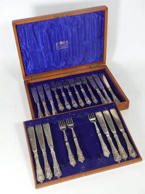 Lot 167 - A part set of silver plated fish cutlery, in...