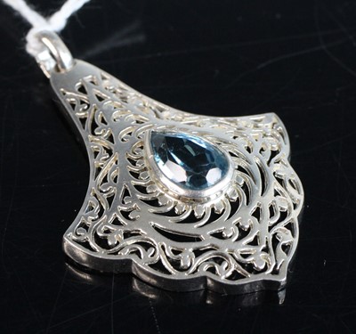 Lot 270 - An Art Nouveau style silver and blue topaz set...