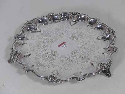 Lot 170 - A silver plated salver, having a floral...