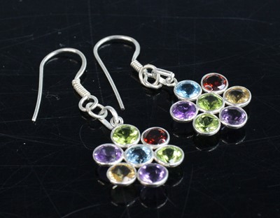 Lot 283 - A pair of contemporary silver multi stone set...