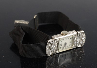 Lot 291 - A lady's Art Deco platinum and diamond set...