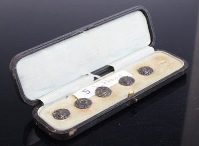 Lot 304 - A cased set of five Art Nouveau silver buttons...