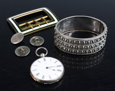 Lot 312 - A gent's Swiss silver cased keywind pocket...