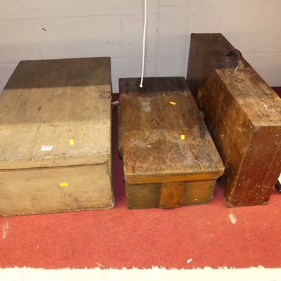 Lot 1070 - A painted pine wooden box, 19th cent, w. 73cm,...