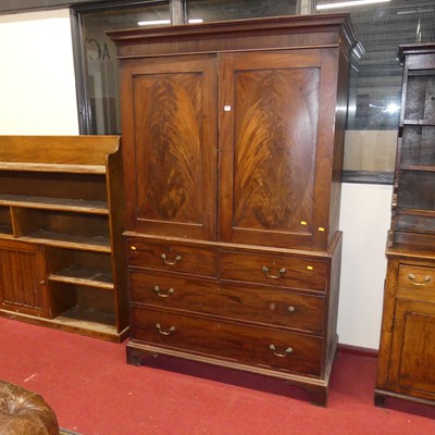 Lot 1135 - A circa 1830 mahogany and flame mahogany linen...