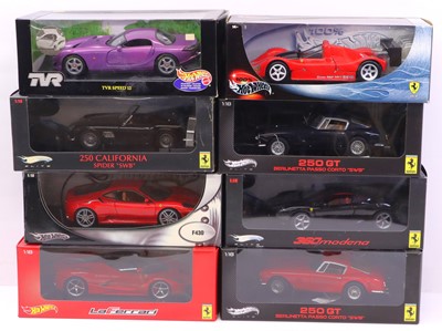 Lot 572 - Eight Hotwheels Mattel boxed 1:18th scale...