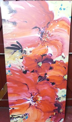 Lot 1132 - A modern heighted canvas print of poppies, 80...