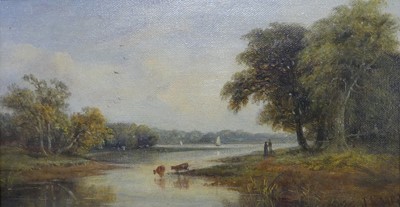 Lot 1098 - John Moore of Ipswich - Cattle watering on the...