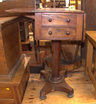 Lot 1193 - A William IV mahogany drop flap two-drawer...