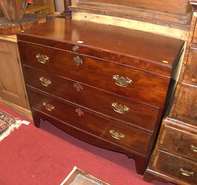 Lot 1203 - A mahogany hinge top chest having two long...