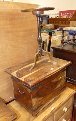 Lot 1231 - An Eastern hardwood and metal bound hinge top...