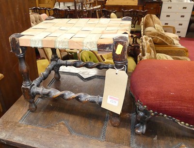 Lot 1233 - An oak turned and barley twist framed...