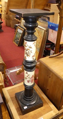 Lot 1236 - A circa 1900 turned, ebonised and pottery...