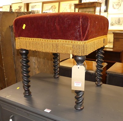 Lot 1252 - An upholstery topped square dressing stool,...