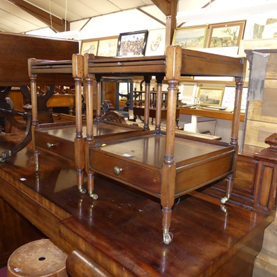 Lot 1257 - A pair of mahogany square two-tier occasional...