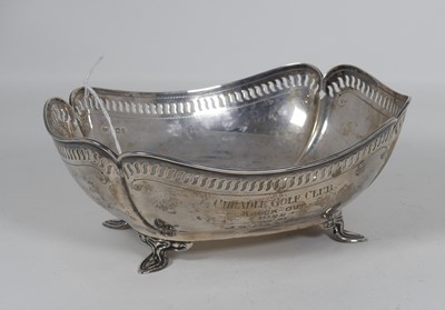 Lot 361 - A George V silver bowl, of canted oval shape,...
