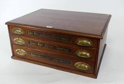 Lot 499 - An Edwardian mahogany bank of 3 drawers...