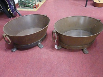 Lot 507 - A pair of metal and cast iron ring handled...
