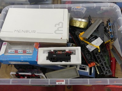 Lot 535 - One box of mixed 0 gauge and 00 railway spares...