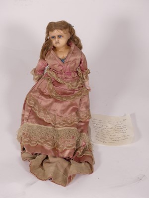 Lot 434 - A Victorian wax-head doll, having articulated...