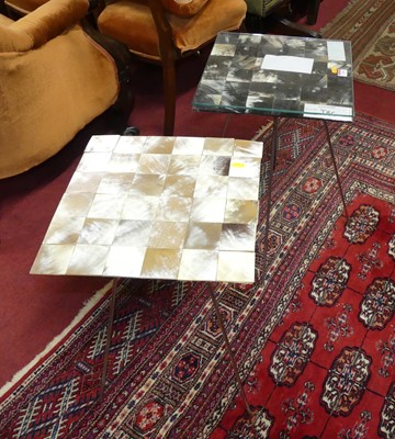 Lot 1266 - A pair of horn effect square lamp tables,...