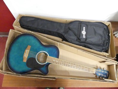 Lot 448 - A Swift turquoise lacquered acoustic guitar;...