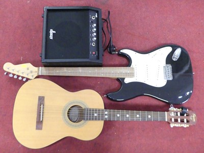 Lot 449 - A Squier by Fender child's acoustic guitar;...