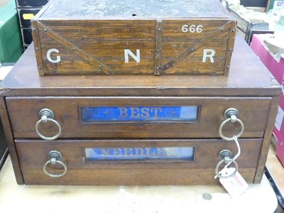Lot 461 - A reproduction walnut table-top two drawer...