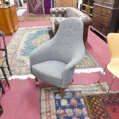 Lot 1296 - A pair of contemporary grey fabric button back...