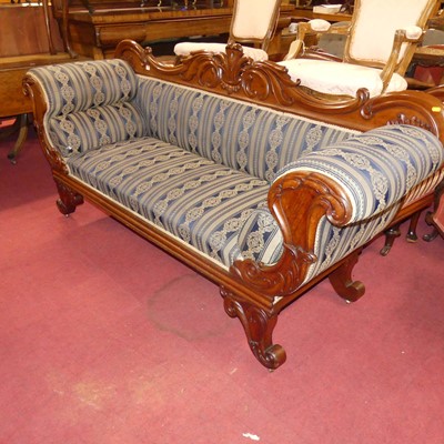 Lot 1305 - A mid-Victorian floral carved scroll mahogany...