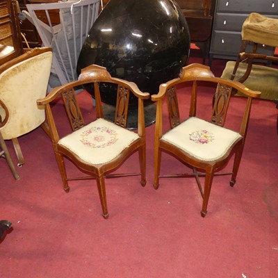 Lot 1308 - A pair of Edwardian mahogany and floral...