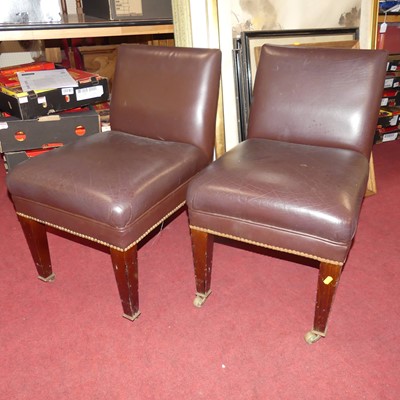Lot 1329 - A pair of mahogany framed chocolate brown...