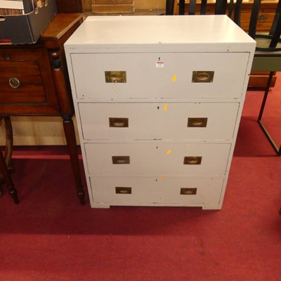 Lot 1331 - A painted hardwood military chest, of four...