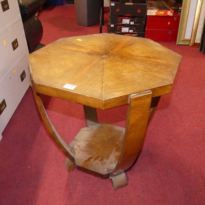 Lot 1334 - An Art Deco walnut octagonal two-tier...