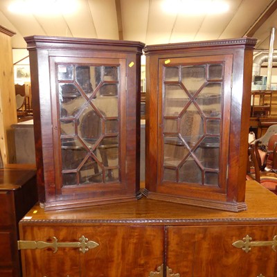 Lot 1346 - A pair of mahogany single door astragal glazed...